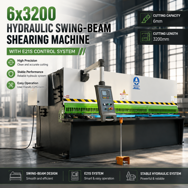 6mmx3200mm Swing-beam hydraulic shearing machine with E21S system