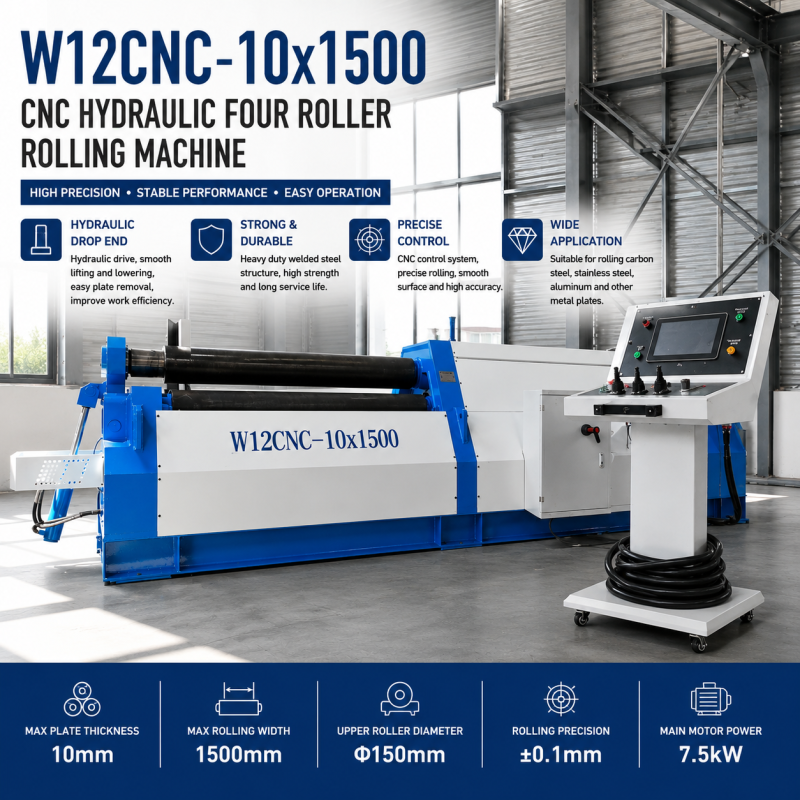 10mm x 1500mm CNC 4-Roll Hydraulic Plate Bending Machine for Steel Sheet Rolling